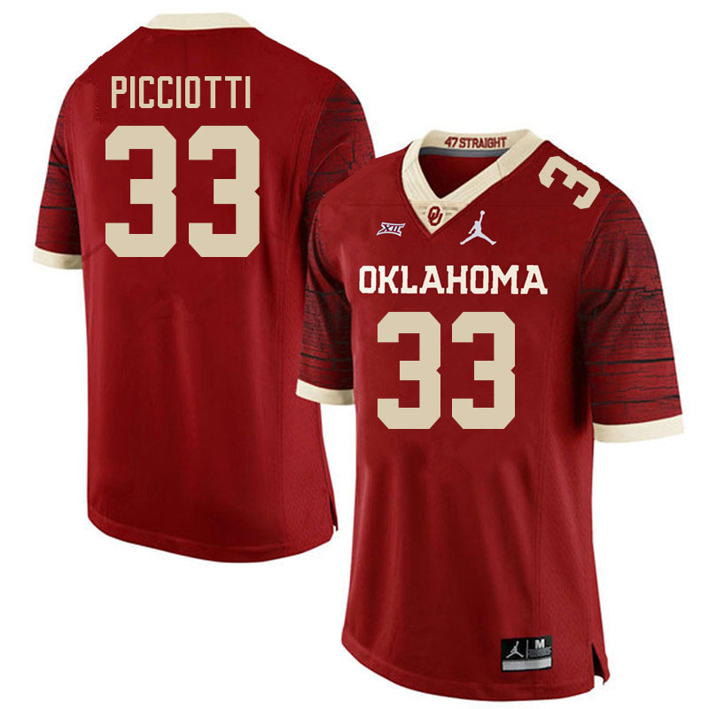 Men #33 Phil Picciotti Oklahoma Sooners College Football Jerseys Stitched-Retro